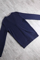 "Lacoste" navy × white knit cardigan