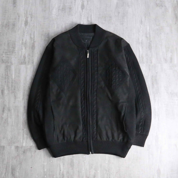 black suede switch knit blouson
