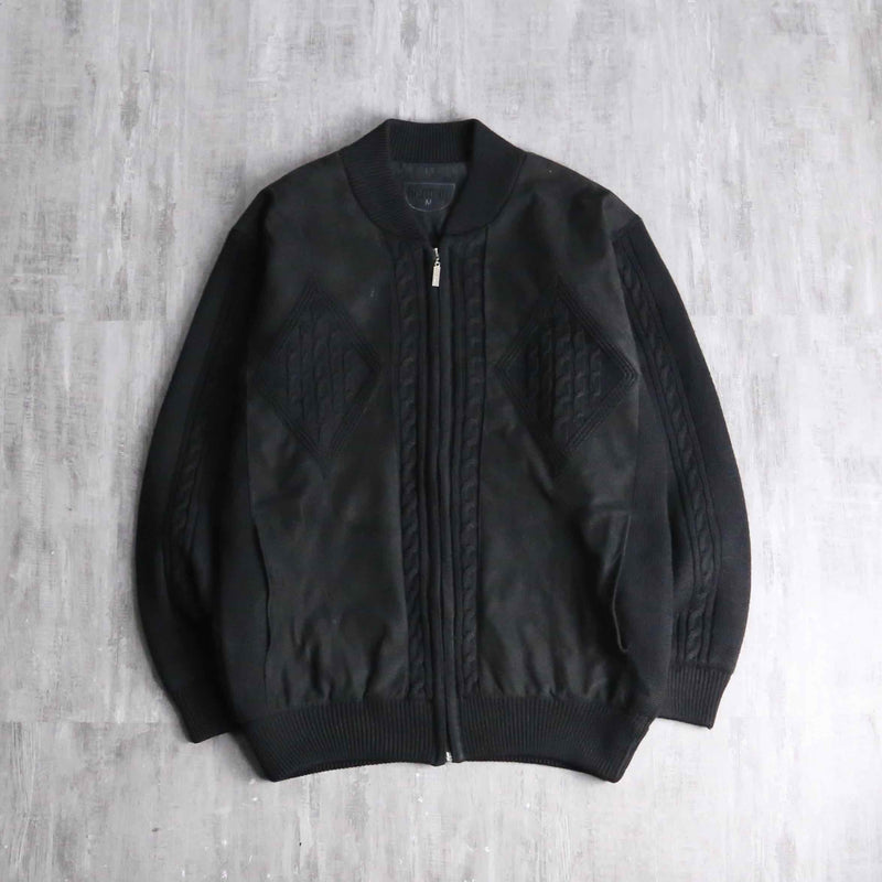 black suede switch knit blouson
