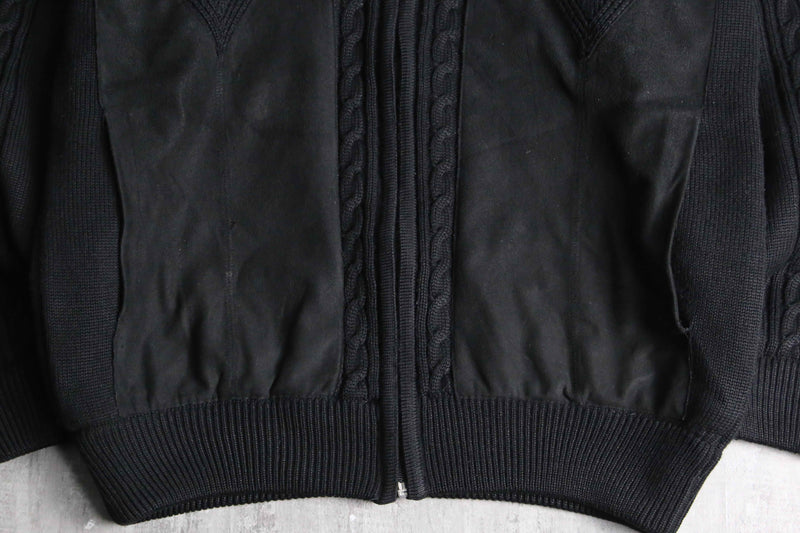 black suede switch knit blouson