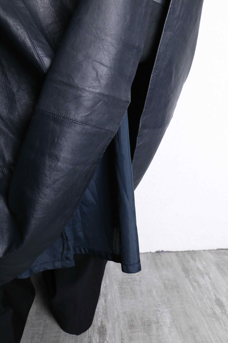 black leather flare long skirt