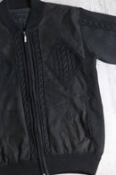 black suede switch knit blouson