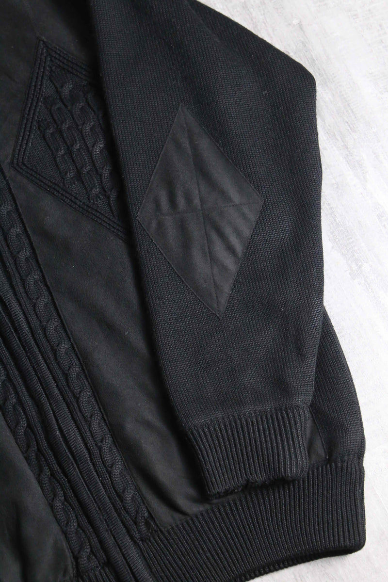 black suede switch knit blouson