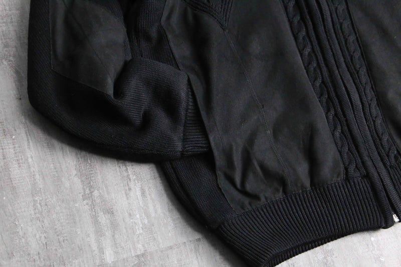 black suede switch knit blouson