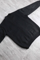 black suede switch knit blouson