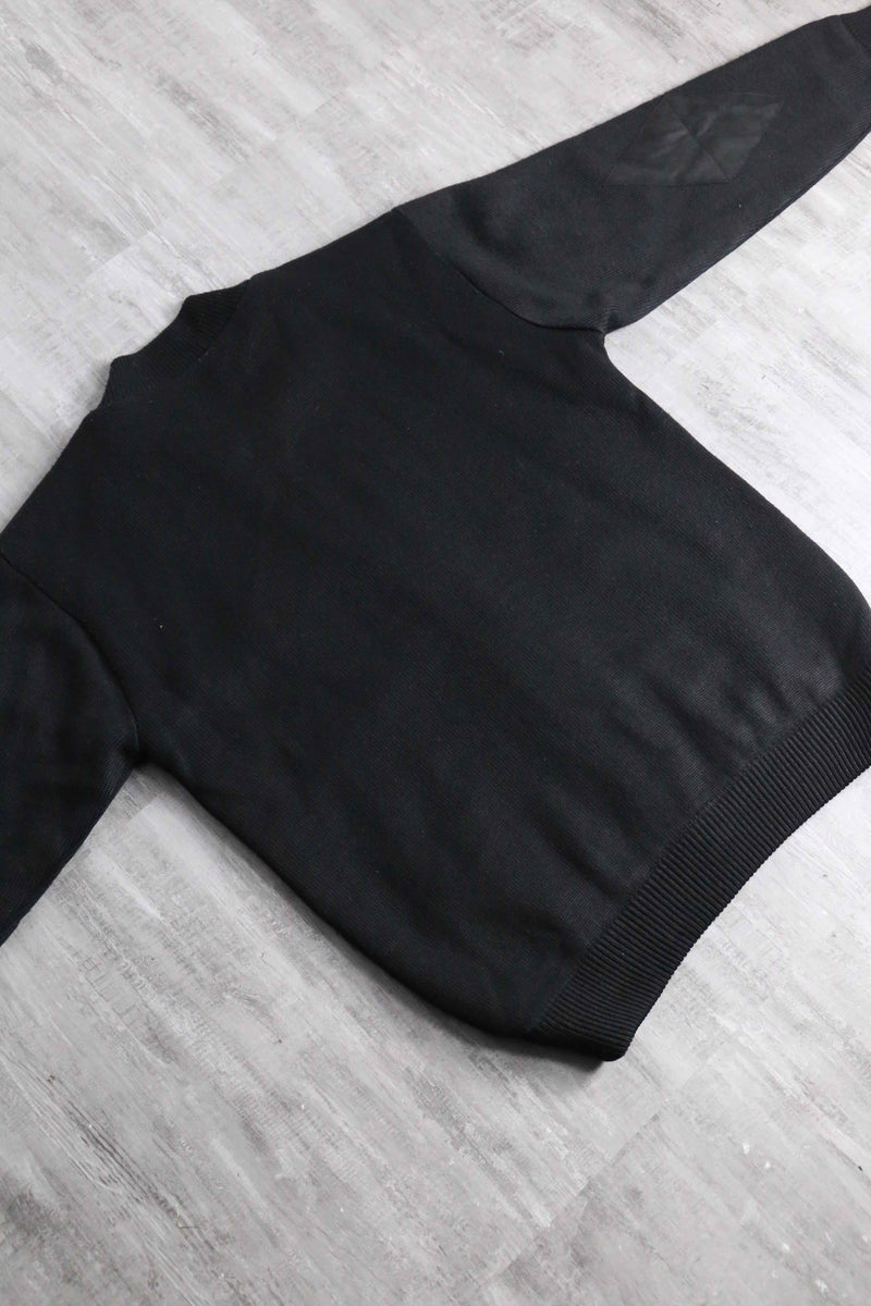 black suede switch knit blouson