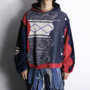"Re:make" sweat × knit docking hoodie