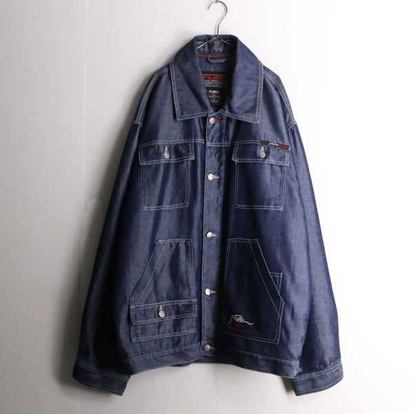 “FUBU” metallic blue loose denim jacket