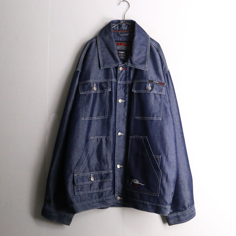 “FUBU” metallic blue loose denim jacket