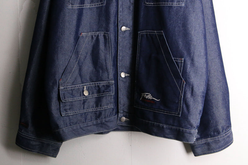 “FUBU” metallic blue loose denim jacket