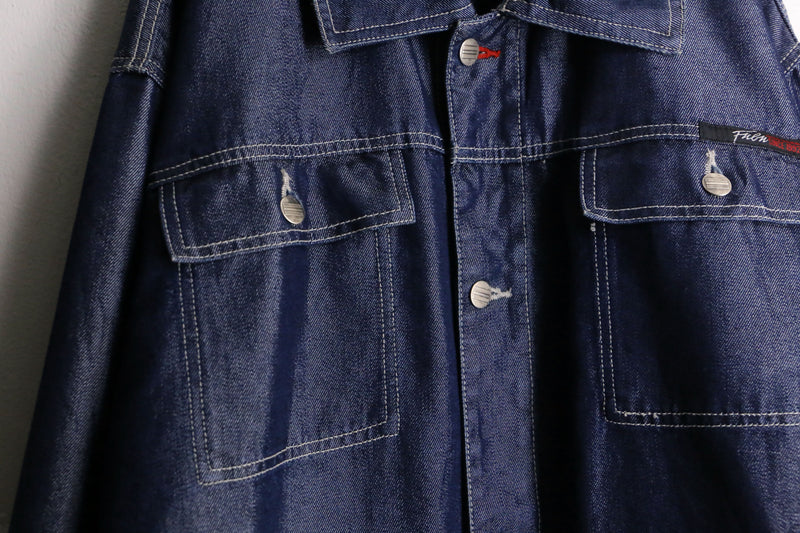 “FUBU” metallic blue loose denim jacket