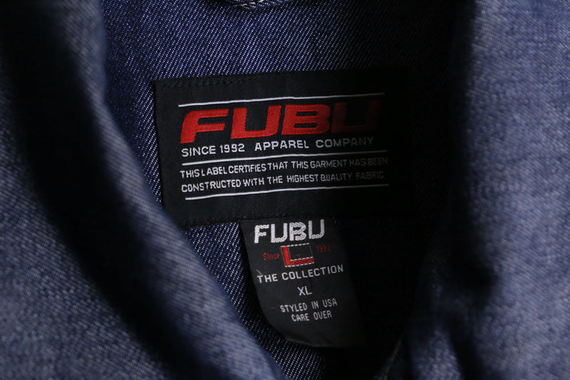 “FUBU” metallic blue loose denim jacket