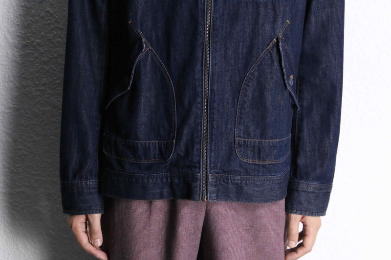 indigo denim zip hoodie