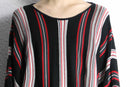 stripe pattern super wide sleeve knit pull