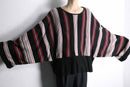 stripe pattern super wide sleeve knit pull