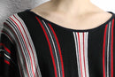 stripe pattern super wide sleeve knit pull