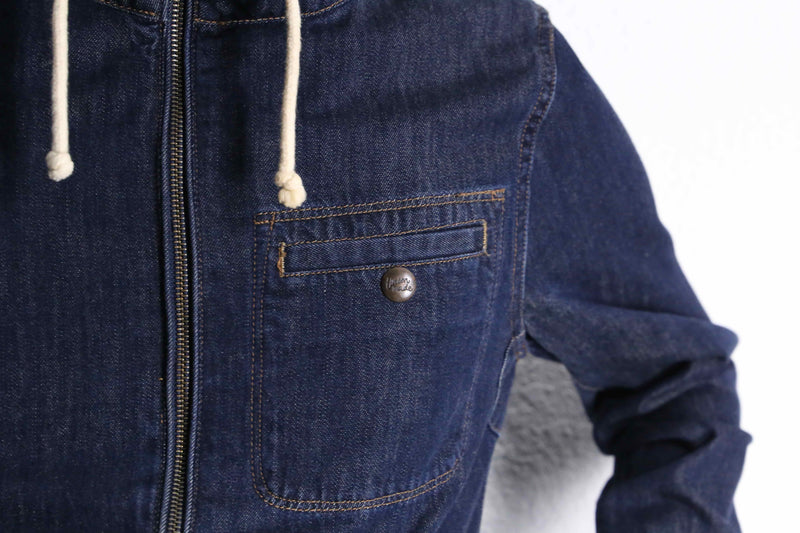 indigo denim zip hoodie