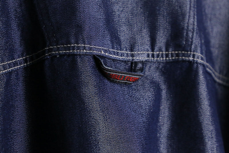 “FUBU” metallic blue loose denim jacket