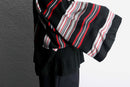 stripe pattern super wide sleeve knit pull