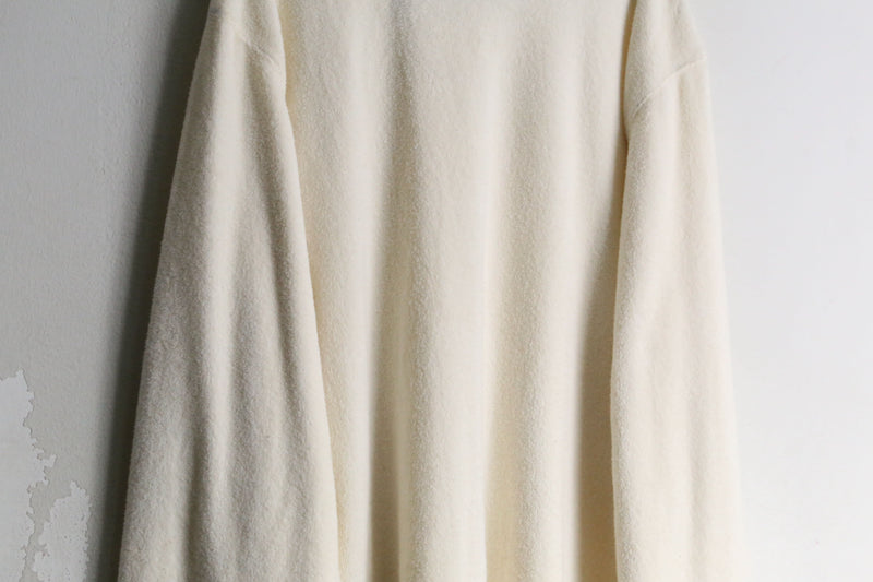 "denim&co" white fleece henry neck pull over