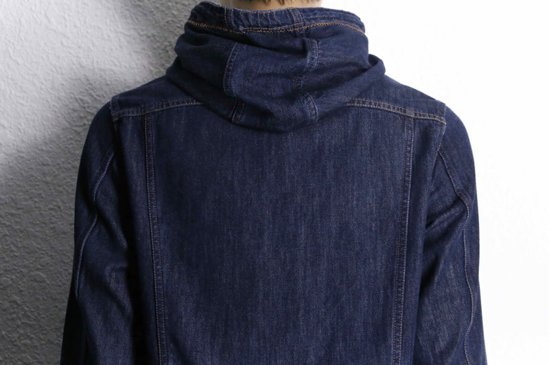 indigo denim zip hoodie