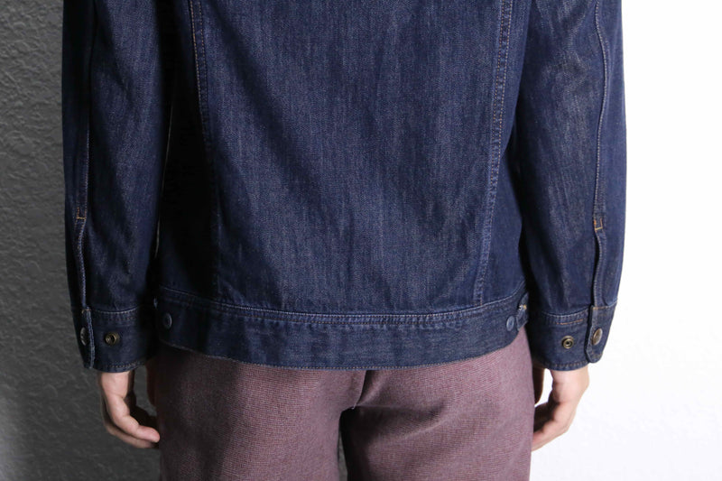 indigo denim zip hoodie