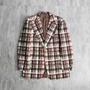 70's brown check tailored jacket