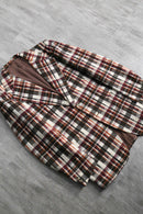 70's brown check tailored jacket