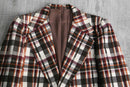 70's brown check tailored jacket