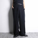 smooth fabric black wide straight slacks