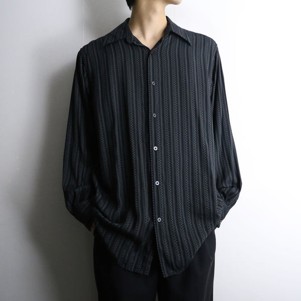 dark tone woven stripe design L/S shirt