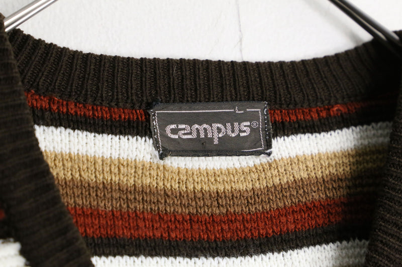 "campus " gradation boarder vneck knit