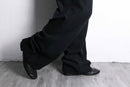 smooth fabric black wide straight slacks