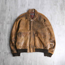90's brown genuine leather jacket