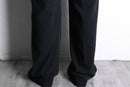 smooth fabric black wide straight slacks