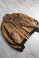 90's brown genuine leather jacket