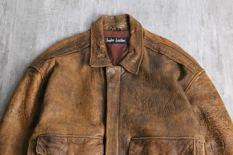 90's brown genuine leather jacket