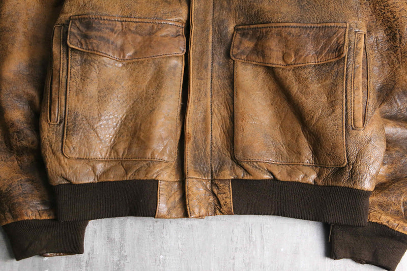 90's brown genuine leather jacket
