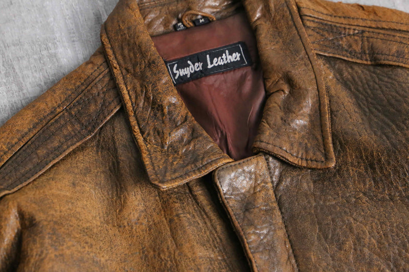 90's brown genuine leather jacket