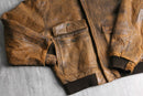 90's brown genuine leather jacket
