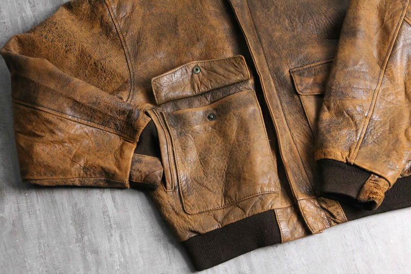 90's brown genuine leather jacket