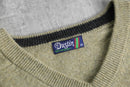 olive beige lamb wool V-neck knit