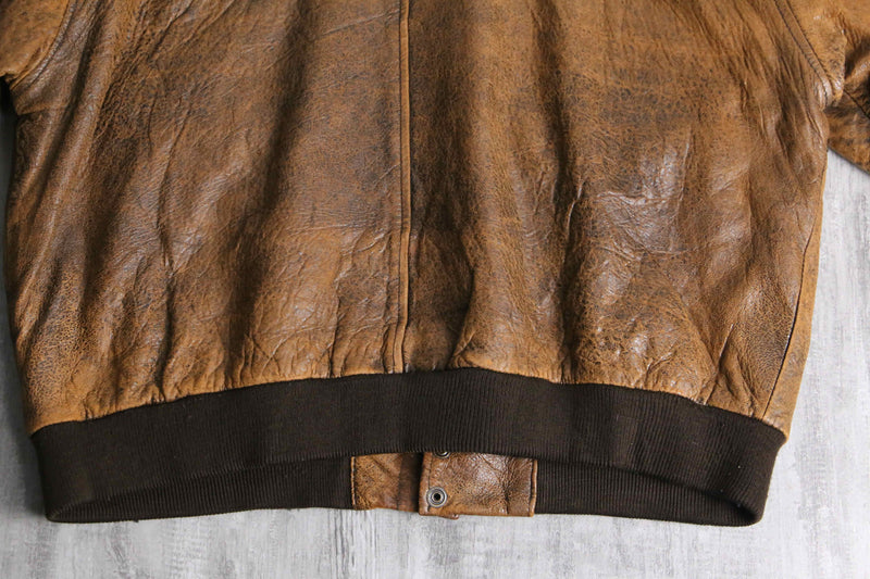 90's brown genuine leather jacket