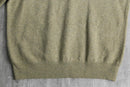 olive beige lamb wool V-neck knit