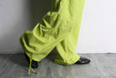 lime green nylon cargo pants