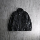 2000s Calvin Klein boa collar leather jacket