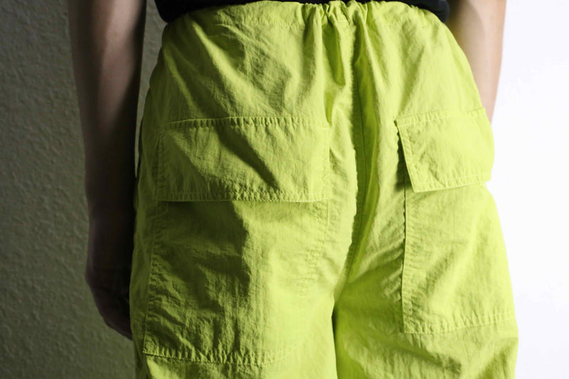 lime green nylon cargo pants