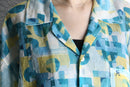 "STACY ADAMS "abstract sheer shirt