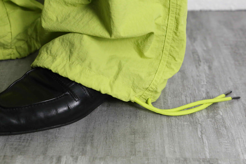 lime green nylon cargo pants