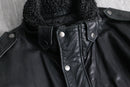 2000s Calvin Klein boa collar leather jacket